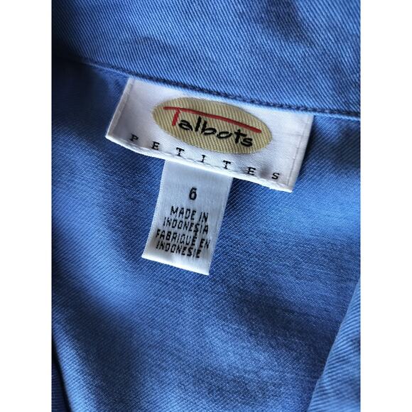 Vintage Talbots Women's Blue Button Down Sleeveless Shirt Midi Dress Size 6P - Picture 10 of 11